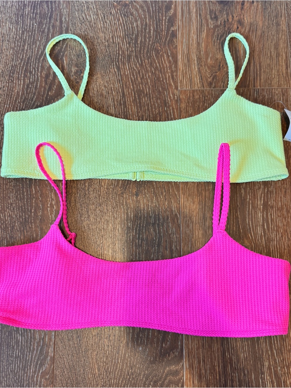 GAP Lot of 2 Neon Lime and Hot Pink Ribbed Bikini Tops